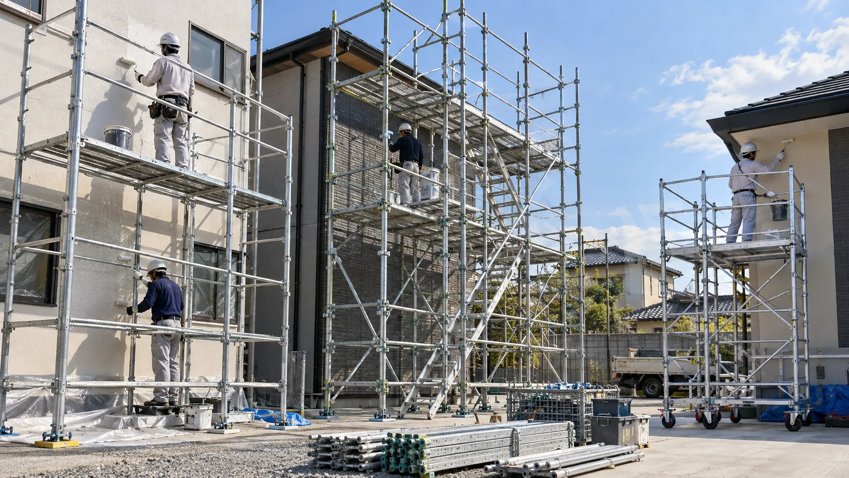 鳥取 外壁塗装 足場 仮設