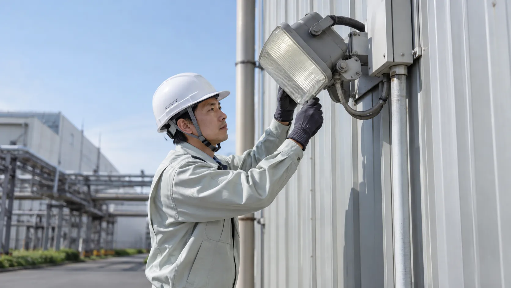 工場 屋外照明 LED 磐田